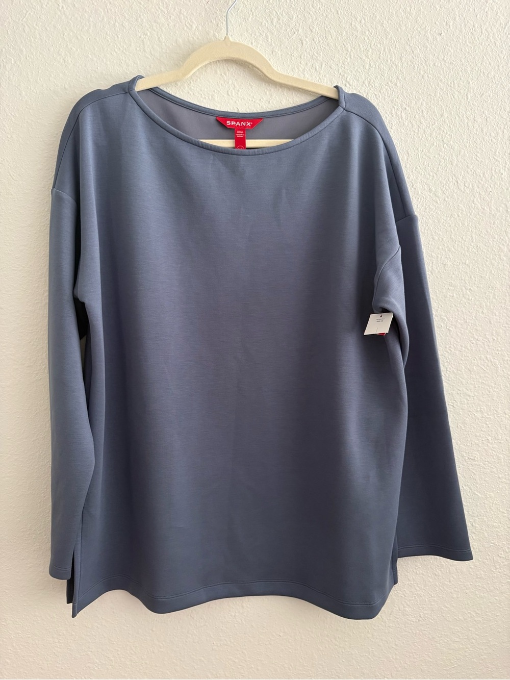 NWT Spanx Womens XL AirEssentials Boat Neck Top Blue Modal Breathable Stretch - Picture 4 of 6